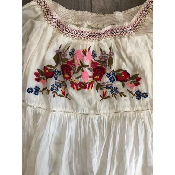 Free People Ivory Sunbeams Boho Embroidered Dress S - Picture 3 of 4